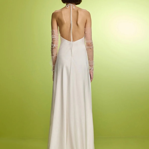 White V-neck maxi dress size M NWT - Picture 2 of 3